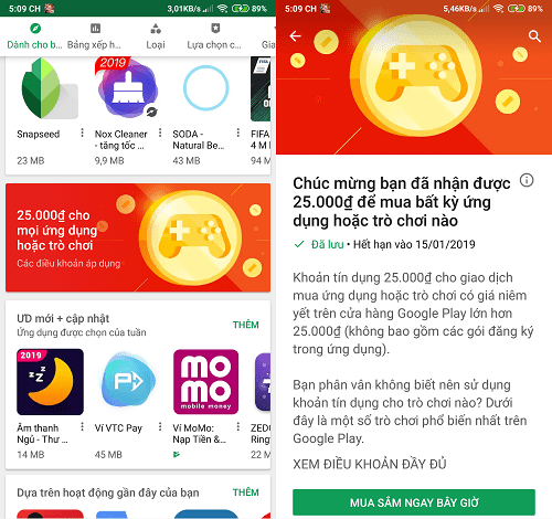 Hướng dẫn nhận đ miễn phí từ google play để mua ứng dụng trò chơi