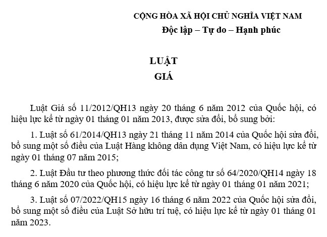 Luật giá số 11/2012/qh13 - tổng quan, quy Định và Ảnh hưởng Đến thị trường việt nam