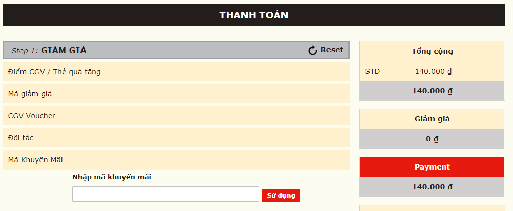 Hướng dẫn nhập mã khuyến mại cgv promo code