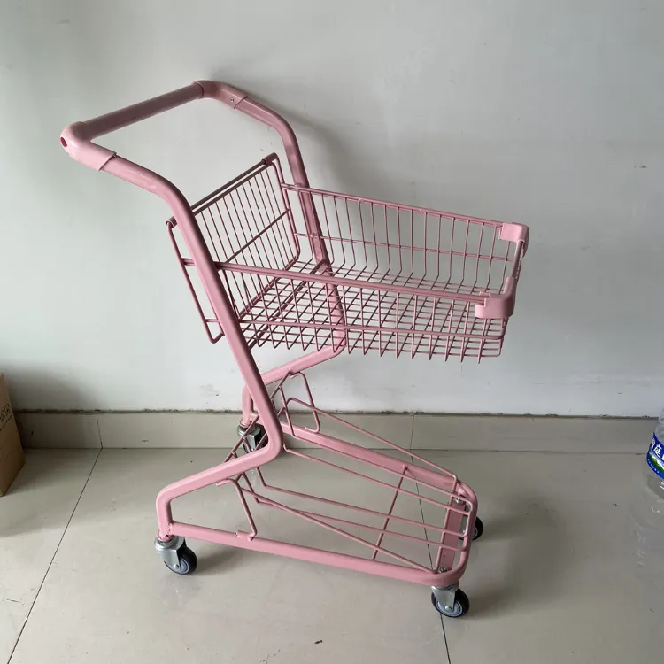 Pink small shopping cart smart supermarket cart for sale carts for  supermarkets