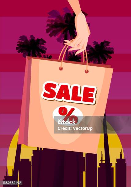 Shopping and sale vector modern abstract illustrations of people in store  with shopping bag cart shop package fashion woman pattern family and  objects for poster background flyer or cover hình minh họa