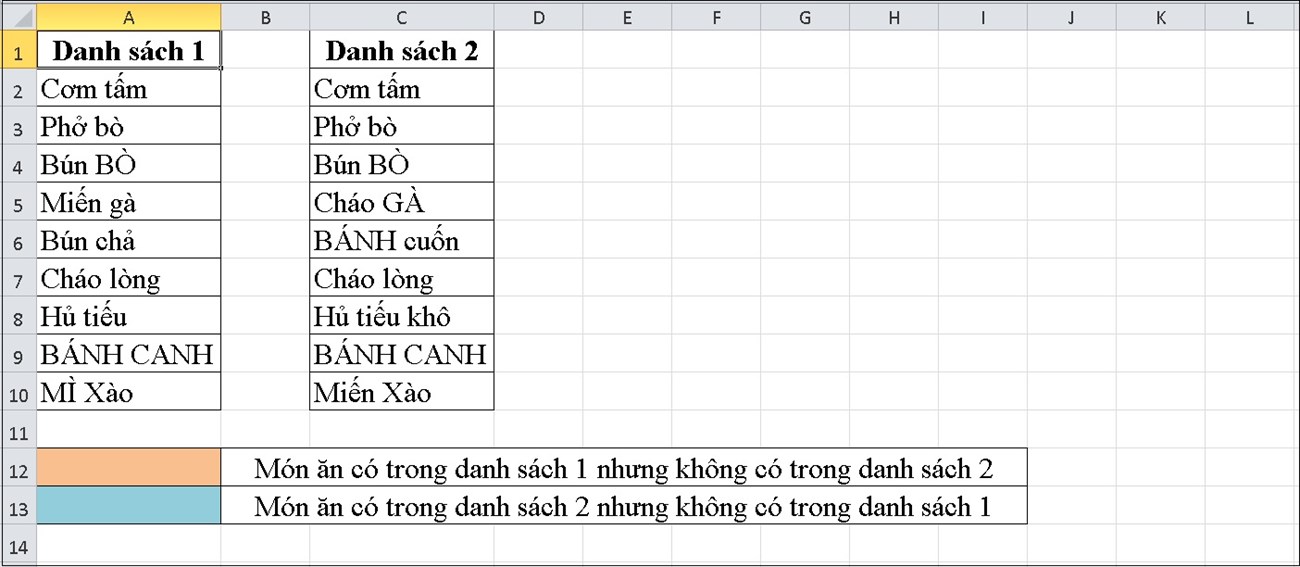 Cách so sánh dữ liệu  cột trong excel đơn giản chi tiết nhất