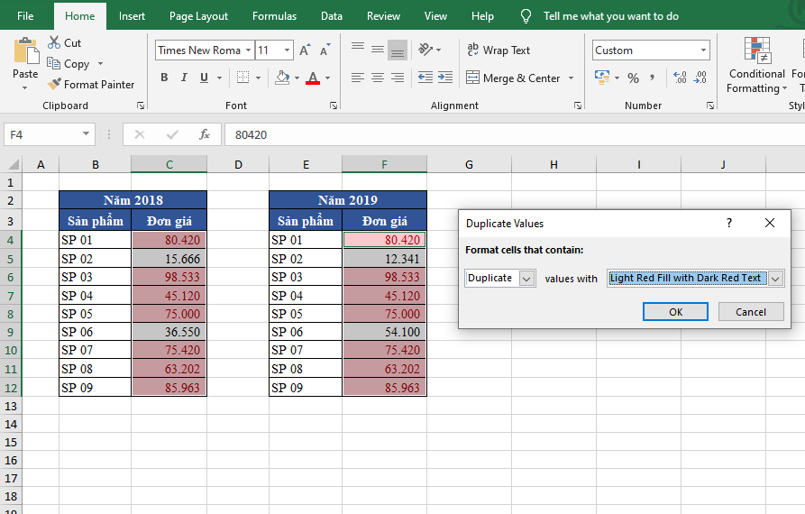 Mẹo so sánh đối chiếu nhanh các bảng dữ liệu trong excel